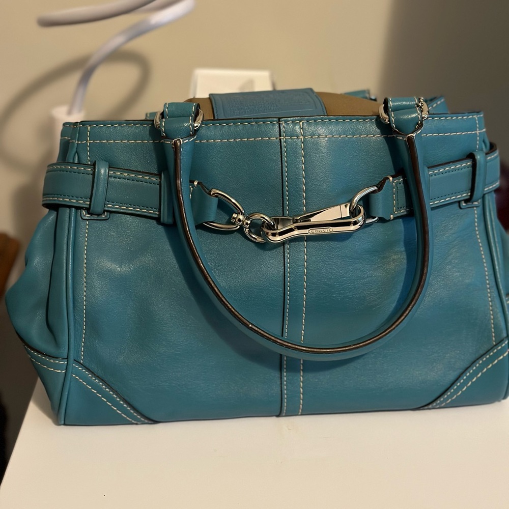Coach Teal Leather Satchel